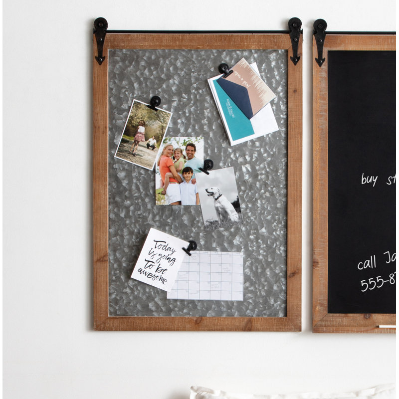 Gracie Oaks Banbury Modern Farmhouse Barn Door Bulletin Board